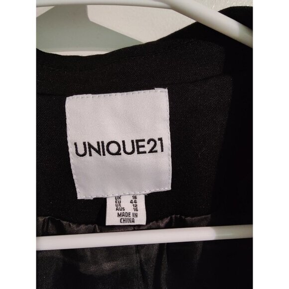 Unique 21 Womens' One-Button Boyfriend Black Suit Jacket Blazer Sz 12 NWOT - Picture 6 of 9